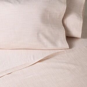 Hearth & Hand Micro Stripes Soft Neutral Rust Color Linen Blend Bedding Sheets